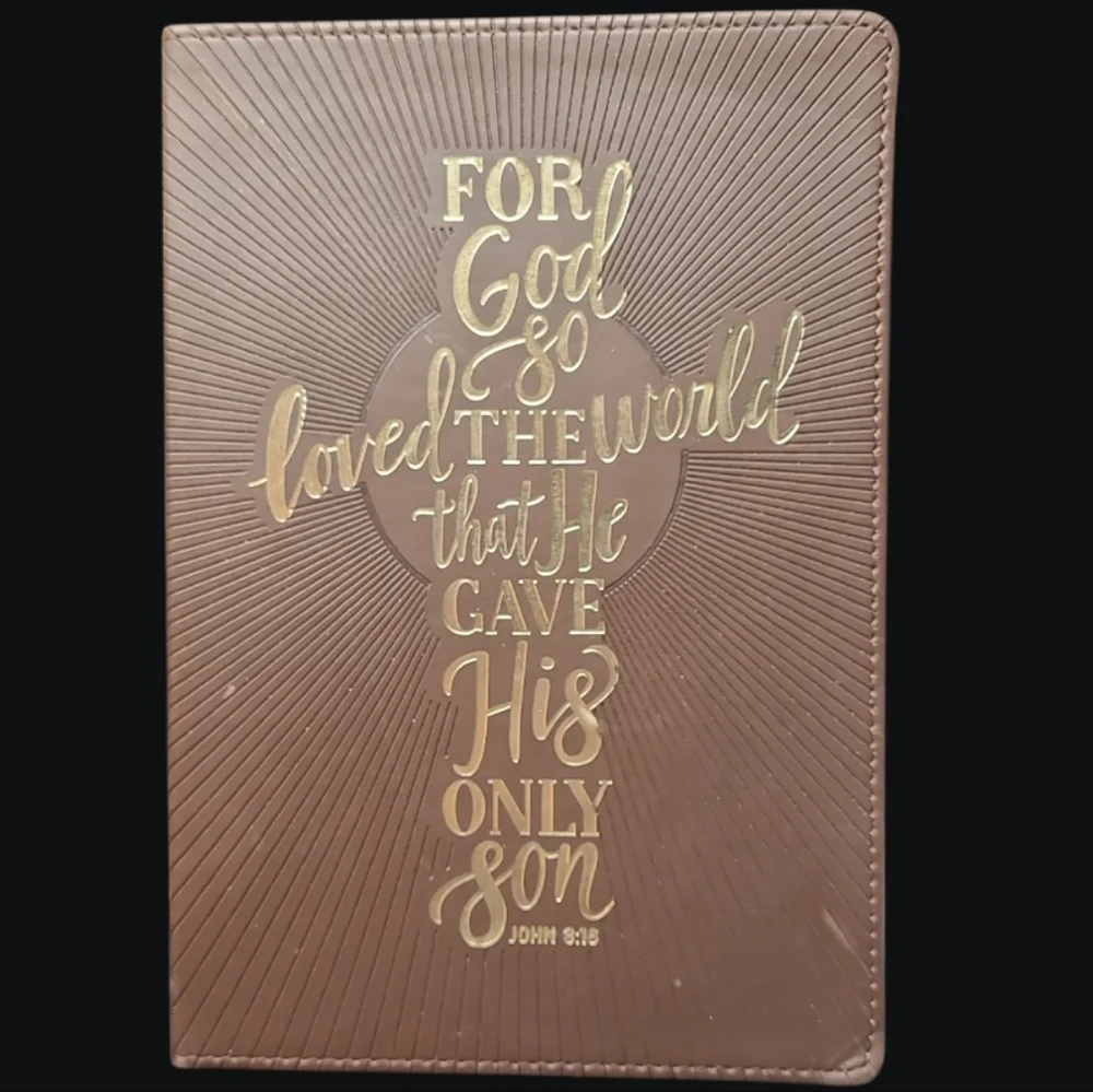 JOURNAL-JOHN 3:16 VERSE ON FRONT IN SHAPE OF CROSS- BROWN - NEW